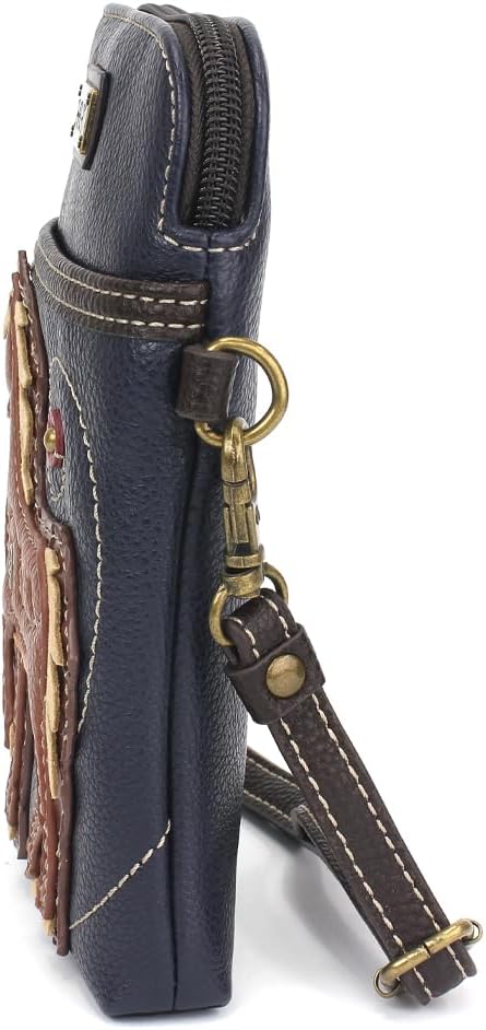 CHALA Crossbody Cell Phone Purse | Women's Multi-Color Wristlet Handbags with Adjustable Strap (Navy_ Horse Brown) - Image 4
