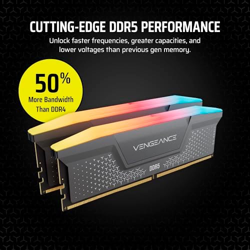 CORSAIR Vengeance RGB RS DDR5 RAM 16GB (2x8GB) Up to 6000MHz CL36-44-44-96 1.35V AMD EXPO Intel XMP Computer Desktop Memory – Gray (CMG16GX5M2E6000Z36) - 2