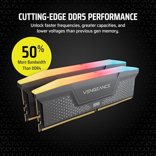 CORSAIR VENGEANCE RGB RS DDR5 RAM 32GB (2x16GB) 6000MHz CL36-44-44-96 1.35V AMD EXPO Intel XMP Computer Desktop Memory – Grey (CMG32GX5M2E6000Z36) - Image 2
