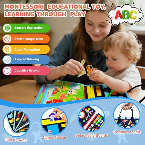 Image of Busy Board Montessori Toys for Children,Felt Sensory Activity Board Sorting Toy Age 3-4