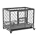 JTDISHI Dog Cage Pet Cage Black with Casters Small Animal Cage with Double Latch and Small Door Suitable for Medium Size Dogs