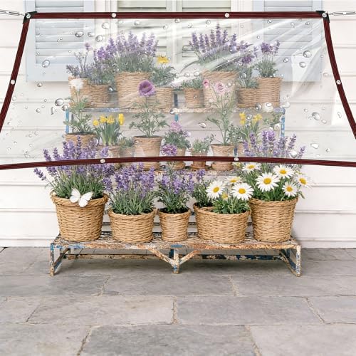 Lona resistente al agua multiusos transparente de 150x270 cm con cuerda 2