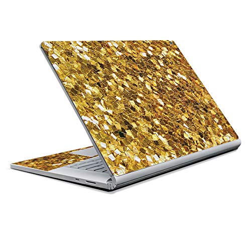 Image of MightySkins Carbon Fiber Skin for Microsoft Surface Book 2 13 inch (2017) - Gold Chips,Protective, Durable Textured Carbon Fiber Finish,Easy to Apply, Remove, and Change Styles,