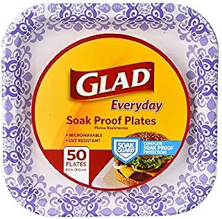 Glad Square Disposable Paper Plates for All Occasions | Soak Proof, Cut Proof