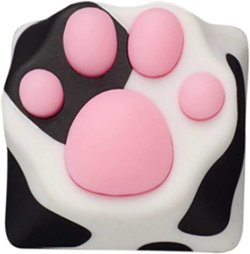 SYA ZOMOPLUS Cute Keycaps,Novelty Cat-Claws Keycap 3D Model OEM Profile Keyboard Keycaps Squishy-Paws Custom Key Caps for Cherry MX Switches Mechanical Gaming Keyboard Catpaw ESC-Key Keycap(Cow1pcs)
