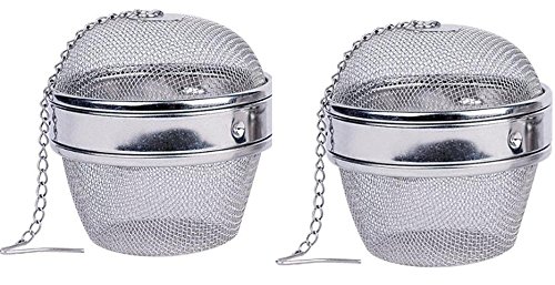 2 pack Stainless Steel 3 Inch Spice Ball Tea Strainer Tea Infuser Seasoning