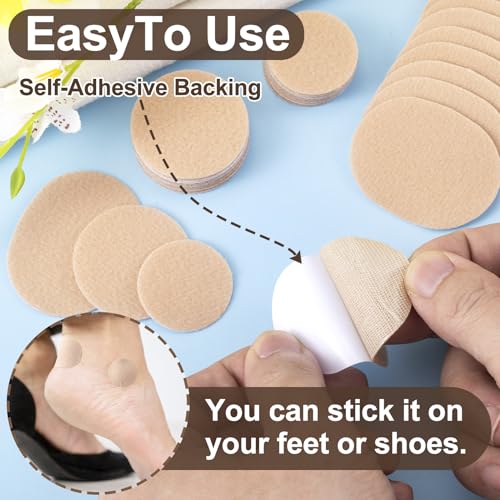 Image of Pndeyo 30pcs Moleskin Pads for Feet, Round Oval Blister Protection Patch, Self-Adhesive Flannel Moleskin Strips, Anti-Wear Mole Skin Patch for High Heels Loafers Boots Hiking Shoes- Nude Color