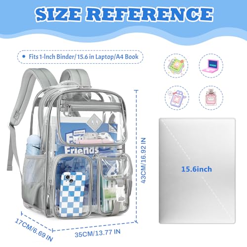 Image of PIG PIG GIRL Clear Backpack for School,Heavy Duty PVC Transparent Bookbag for Girls Stadium Approved See Through Backpack