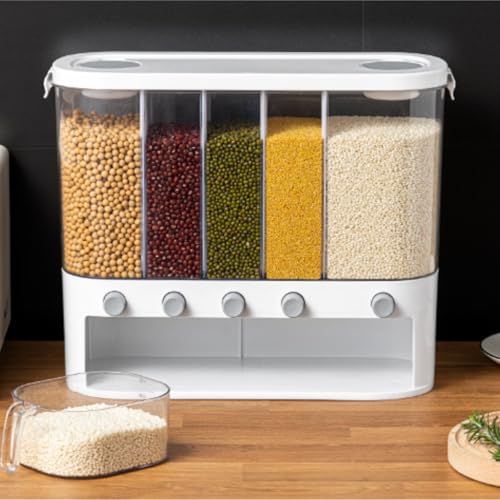 Récipient riz et haricots à 5 compartiments avec boutons poussoirs