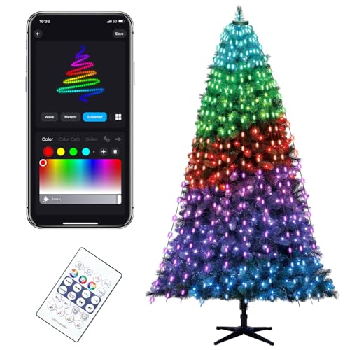 Smart LED Lichterkette Weihnachtsbeleuchtung mit Fernbedienung, 2m x 10 Bunt Weihnachtsbeleuchtung Drinnen und Außen Wasserdicht für Party, Garten, Baum, Weihnachten Deko