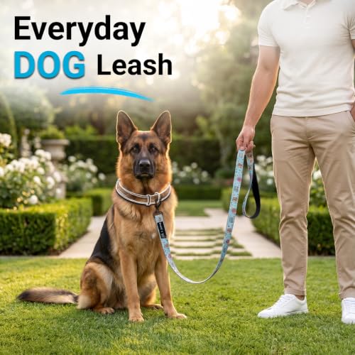 Image of Bowlers Dog Leash for Small, Medium & Large Dogs | Owl & Blue Design | Durable Nylon Pet Walking Lead | Strong Metal Hook | Comfortable Grip for Daily Walks & Training