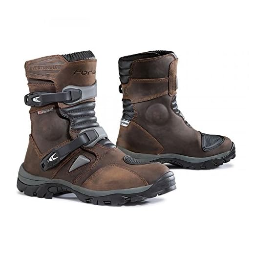 Forma aventura bajo impermeable corta botas para motociclista, color marrón, hombre mujer, marrón