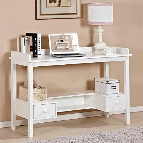 Mixcept 47inch Computer Desk Office Desk with Storage Drawers Writing Desk Wood Desk for Home Office, White