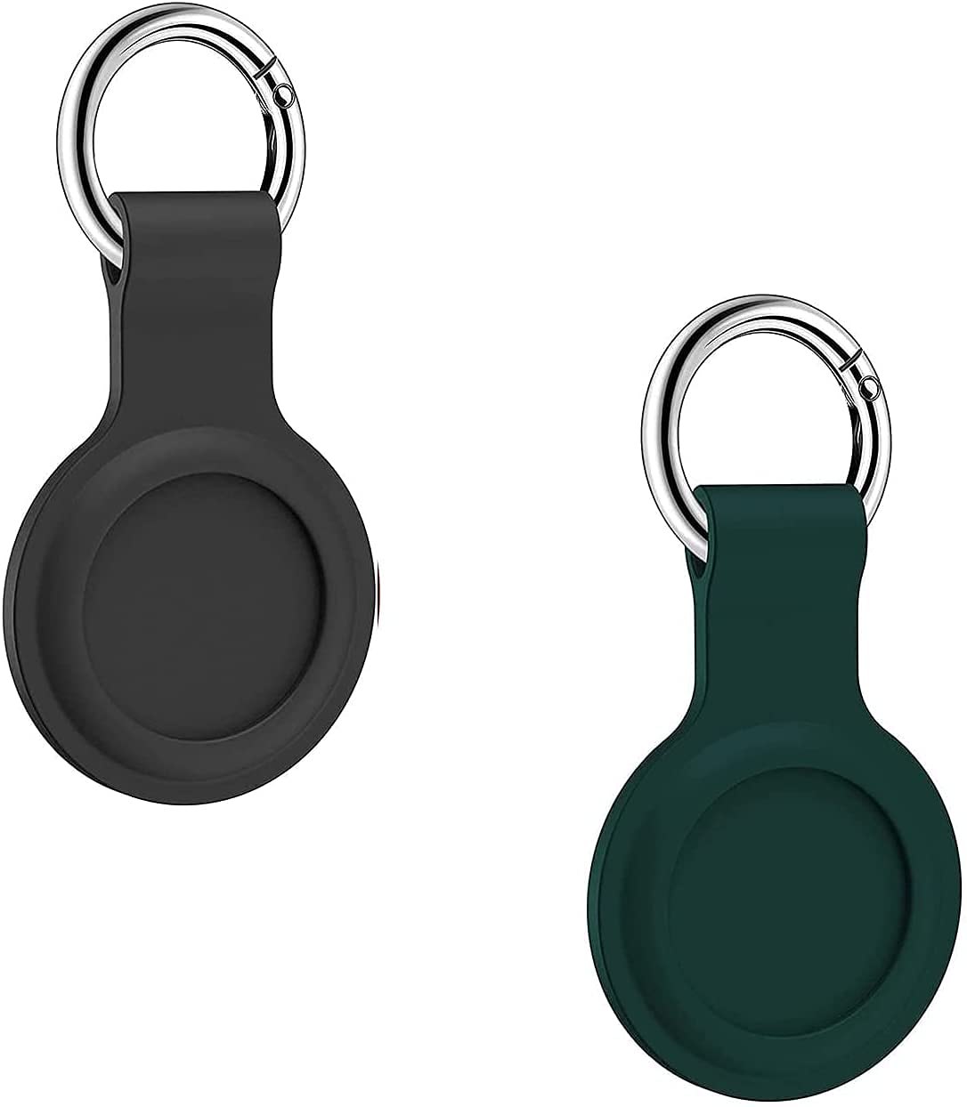 Vteepck Silicone Protective Case for Airtags 2 Pack-(Black+Green)