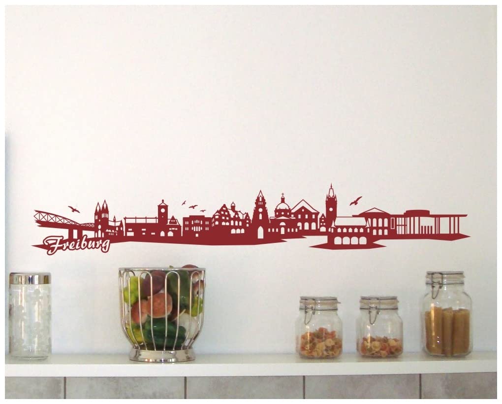 Samunshi® Wandtattoo Freiburg Skyline Wandaufkleber 220 x 36cm schwarz