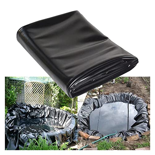 Revestimiento para estanque resistente de 12 mil, plegable, impermeable, grande, para cascadas, estanques de peces, fuente de jardín gruesa y fuerte y fácil de instalar (color: negro, tamaño: 5 x 7 m)