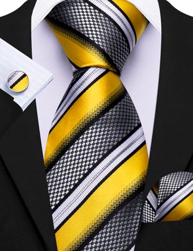 Image of Barry.Wang Men 6PCS Tie Silk Gift Necktie Clip Woven Tie Sets Party | Men Tie Classic Silk Gift Necktie With Tie Clip Jacquard Woven Neck Ties 6PCS Formal Wedding