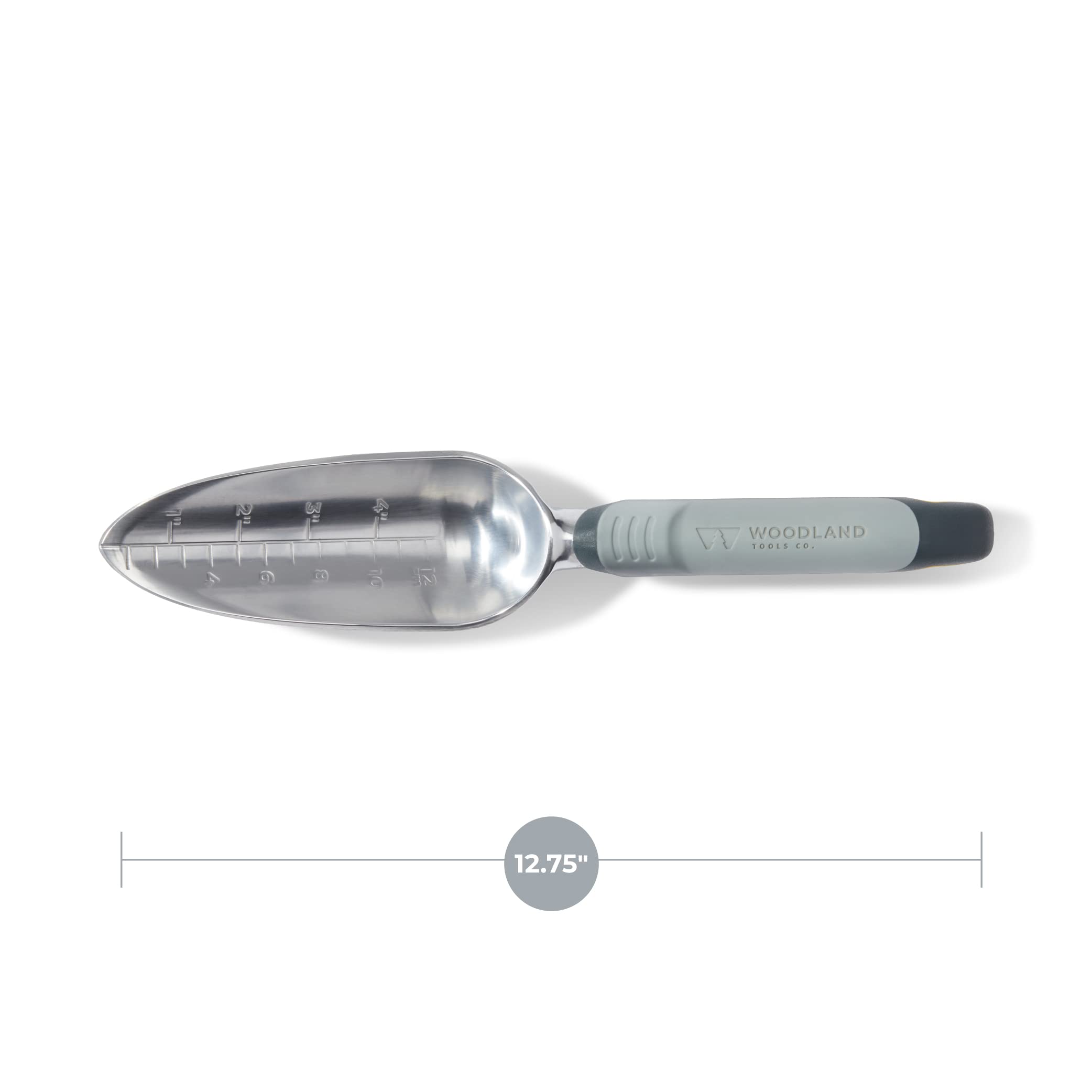 Woodland Tools Co. Heavy Duty Garden Transplanter – Rust-Resistant Aluminum Hand Trowel with Depth Gauge and Ergonomic Soft Grip Handle