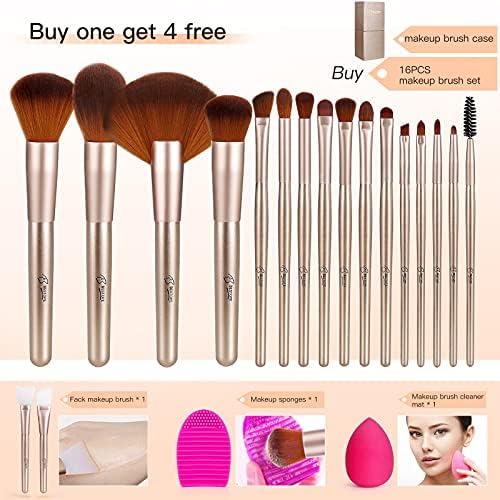 BESTOPE Makeup Brushes 18 PCs Foundation Face Powder Blush Eyeshadow Silicone Facial Mask Brushes Makeup Brush Set with Beautiful Gift Box Makeup Sponge and Brush Egg