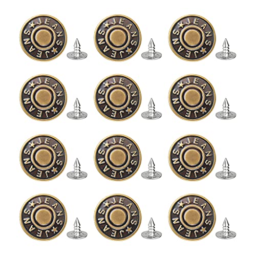 Vicloon Bouton de Jeans,12 pcs Bouton Rétractable Jeans 20mm Réparation de Jeans, Boutons de...