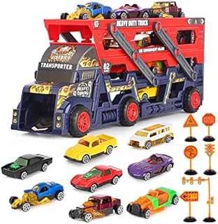 Aoskie Car Transporter Truck Toys for 3 4 5 Years Old, Mega Hauler Trucks with 8 Race Cars for Boys Girls Age 3+