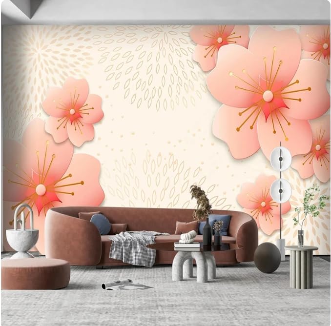 Papier peint 3D fleur mural pour transformer un mur blanc uni