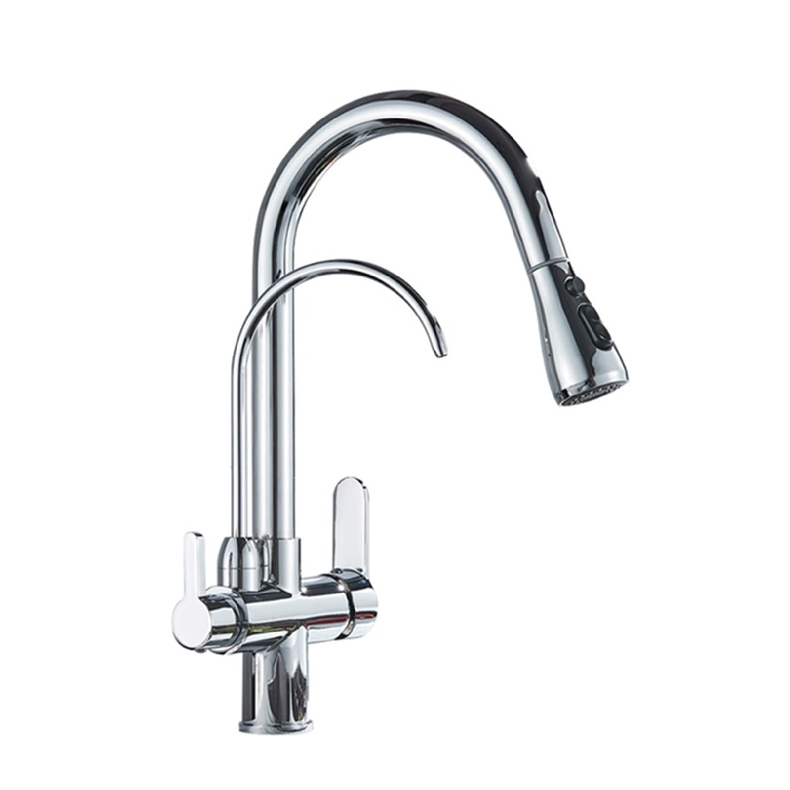 Grifos mezcladores para Fregadero Grifo de Cocina extraíble Giratorio 360 Grados con Mezclador Agua fría y Caliente Moderno Plateado filtración Pura.