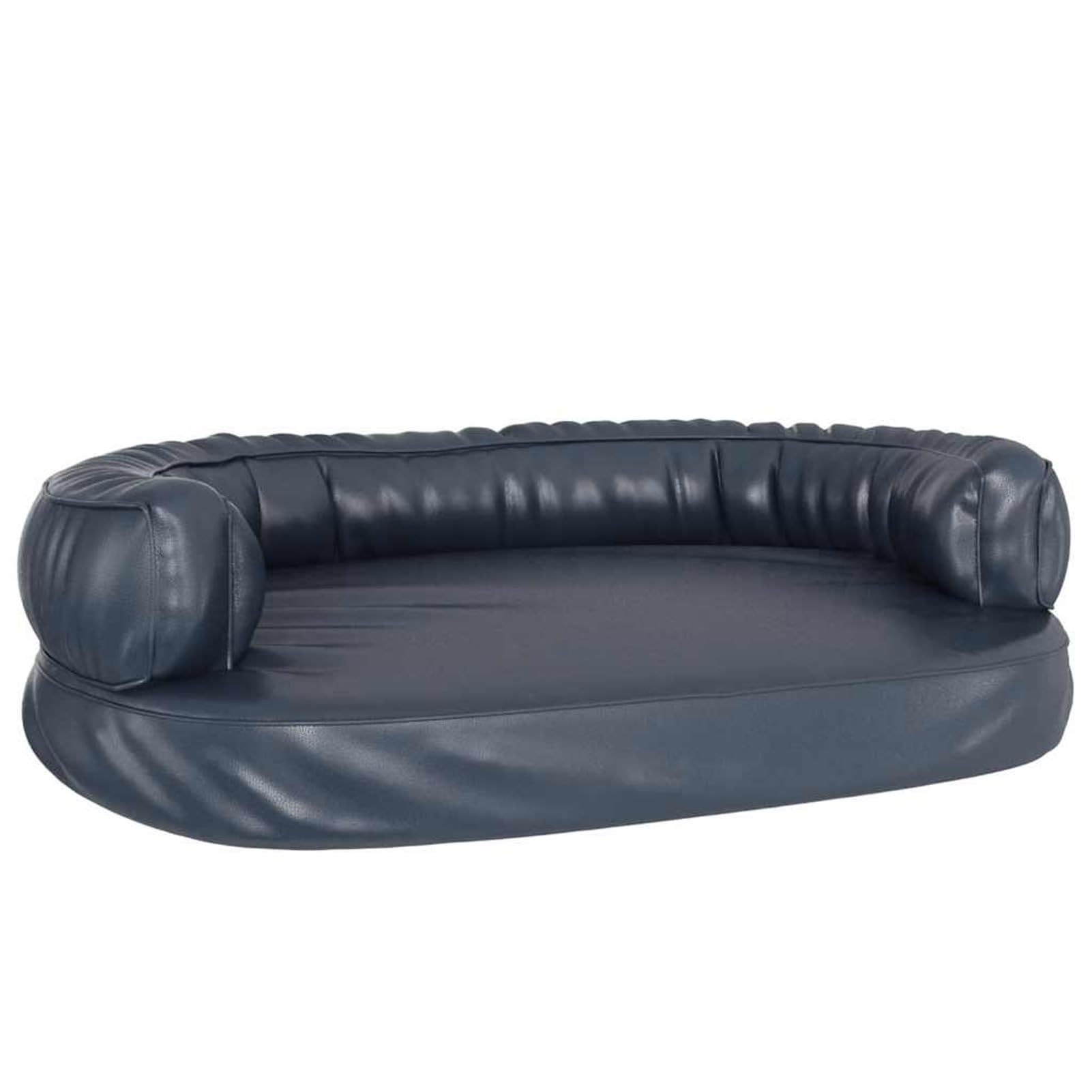Hundebett ergonomisch Dunkelblau 88x65 cm Kunstleder Schaumstoff | Ergonomische Schaumstoffpolsterung, rutschfeste Unterseite, pflegeleichtes Kunstleder