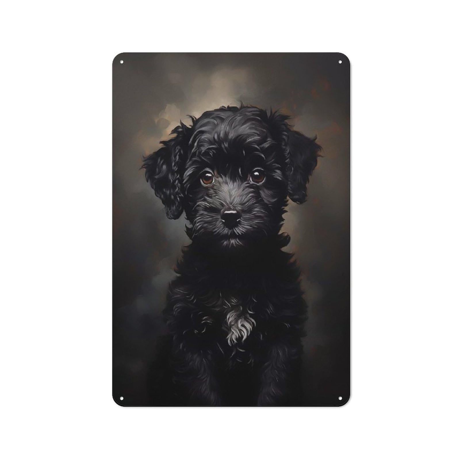 Junmoney Style Black Poodle Puppy Industrial Metal Sign 30X20cm, Modern Retro Loft Wall Plaque For Modern Home, Workshop, Office Or Cafe