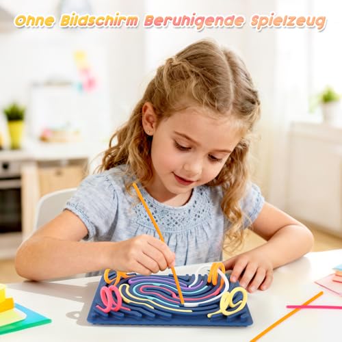 ddLUCK Sensorik Spielzeug Activity Board, Silikon Sensory Toys Fidget Spiel Zur Autismus, Stress, ADHD, Anxiety Spiele Play Toy Für Kinder ab 3 Jahr & Erwachsene, mit Reisetasche & 20 Schnüren