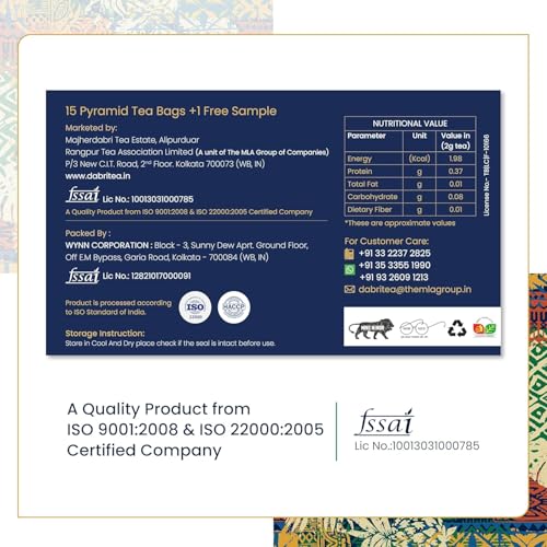 Image of Dabri Kashmiri Kahwa Green Tea 16 Pyramid Dip Tea Bags|Pack of 2 x 16 Bags Each|Natural & Original Flavour of kesar|Blended with Saffron,Almonds,Spices|Improves Digestion & Blood Circulation