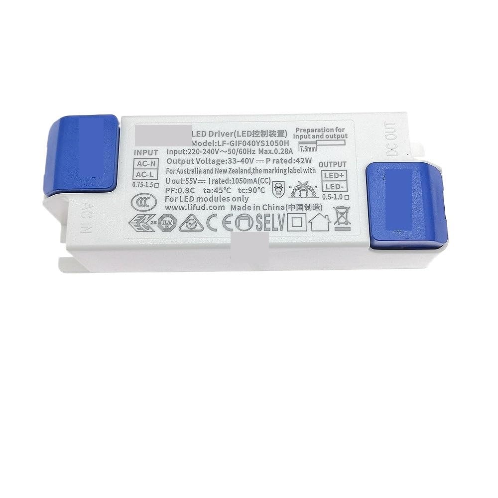 PWANUIGTE LED Driver 800mA-1050mA DC33-40V High PF 0.9 Flicker Lighting Transformer Power Supply for Modules(LF-GIF040YS1050H)