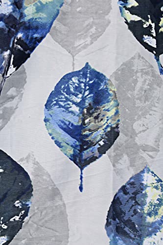 Image of Swayam 90% Blackout Polyester Window Curtain for Living Room & Bedroom | 5 Feet | Room Darkening Curtain with Eyelets | Pack of 1 | Leaf Design - White & Blue