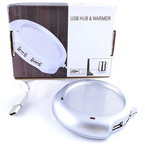 REY Calentador de Taza HUB 4 Puertos USB para Pc o Portátil, Calienta Taza