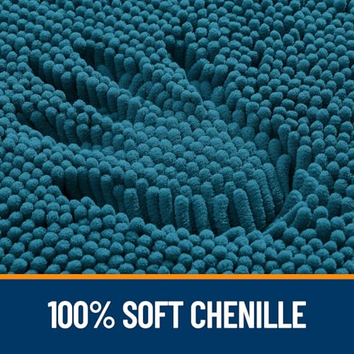 Image of OLANLY Bathroom Rugs Sets 2 Piece, Soft Absorbent Chenille Bath Mats Area Rug Set, Non-Slip, Quick Dry, Machine Washable Bath Mats for Bathroom, Home Decor Accessories (47 inchx20 inch+24 inchx16 inch, Peacock Blue)