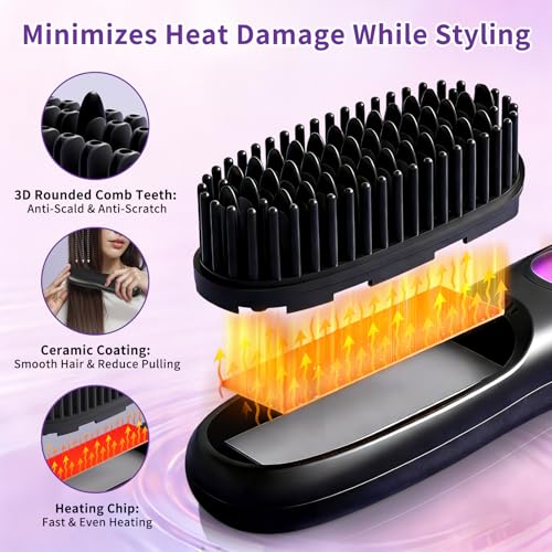 Cepillo alisador cordless mini portátil con 3 temperaturas miniatura 4