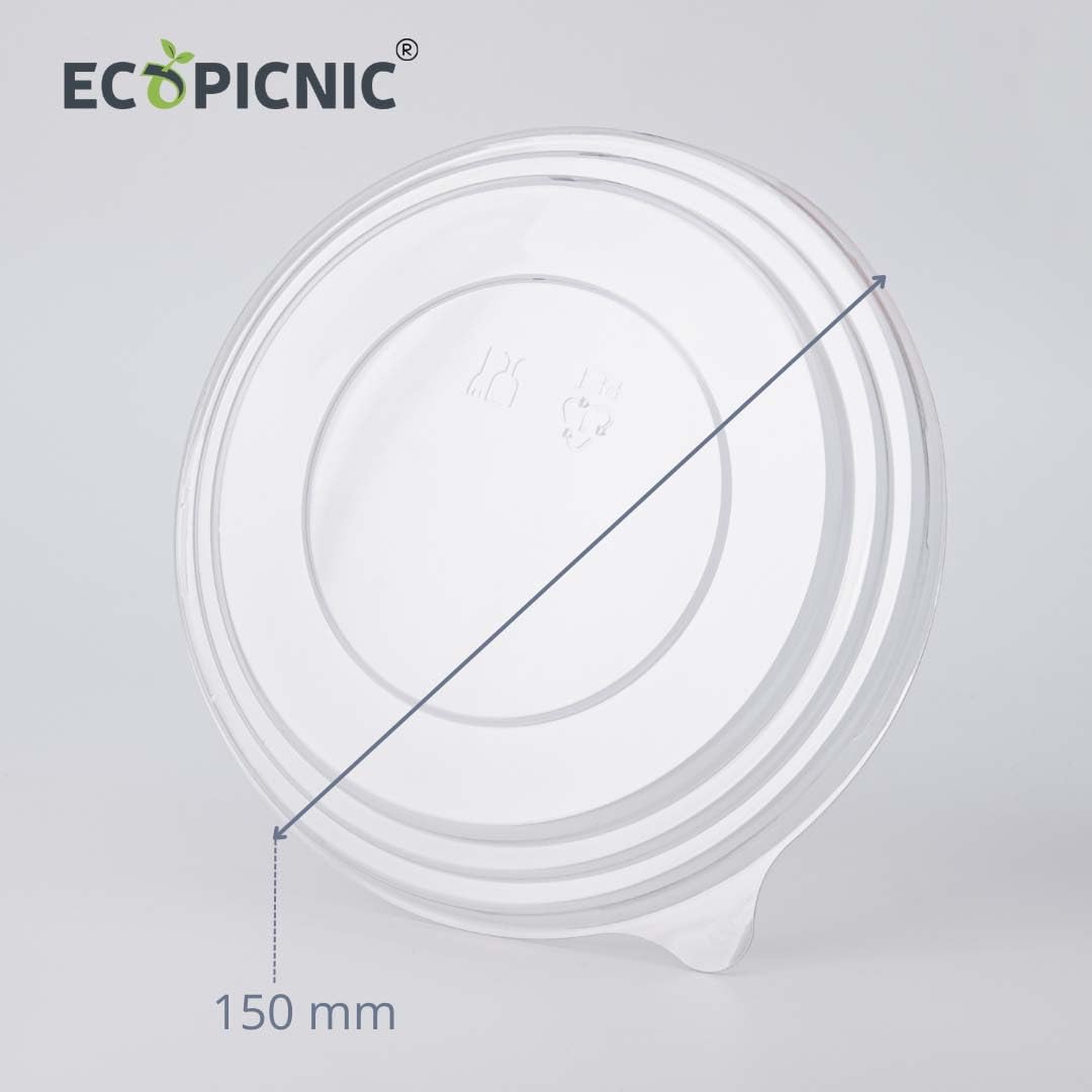 Ensaladeras Redondas de Papel Kraft con Tapa PET 300 unidades 750 ml | Cuencos desechables de cartón kraft con tapa, ideales para ensaladas, sopas, aperitivos y alimentos para llevar