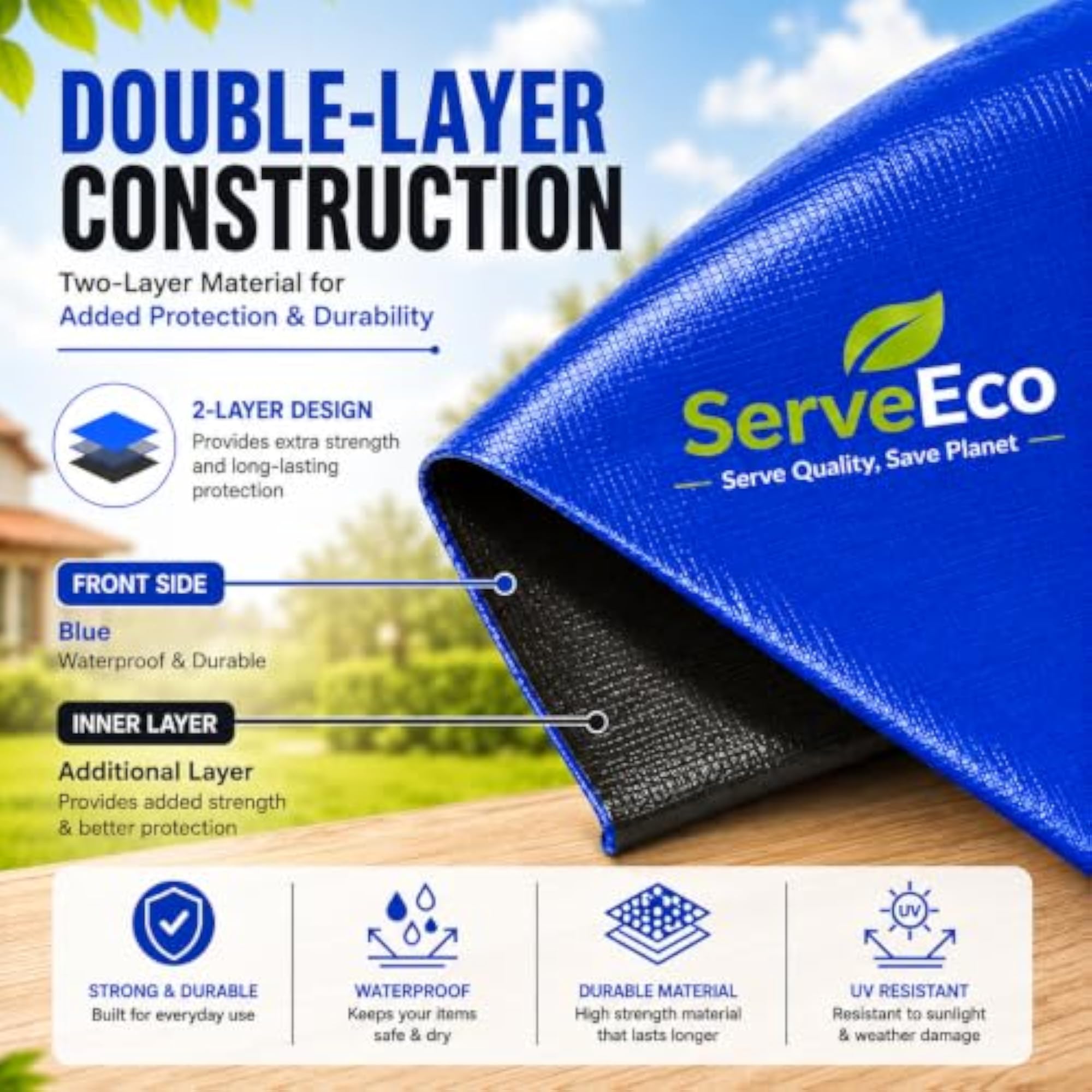 100 GSM Double Layer Tarpaulin Sheet, 12x6 ft for Outdoor Use