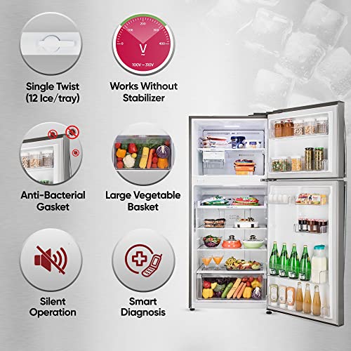 Image of LG 446 L 1 Frost-Free Smart Inverter Double Door Refrigerator ( GL-T502APZR, Shiny Steel, Convertible with Door Cooling+), Free 1 Year Extended warranty