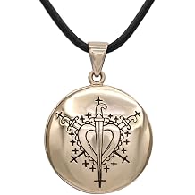Moonlight Mysteries Bronze Ezili Dantor Voodoo Loa Veve - Erzulie Dantor Symbol Pendant Necklace