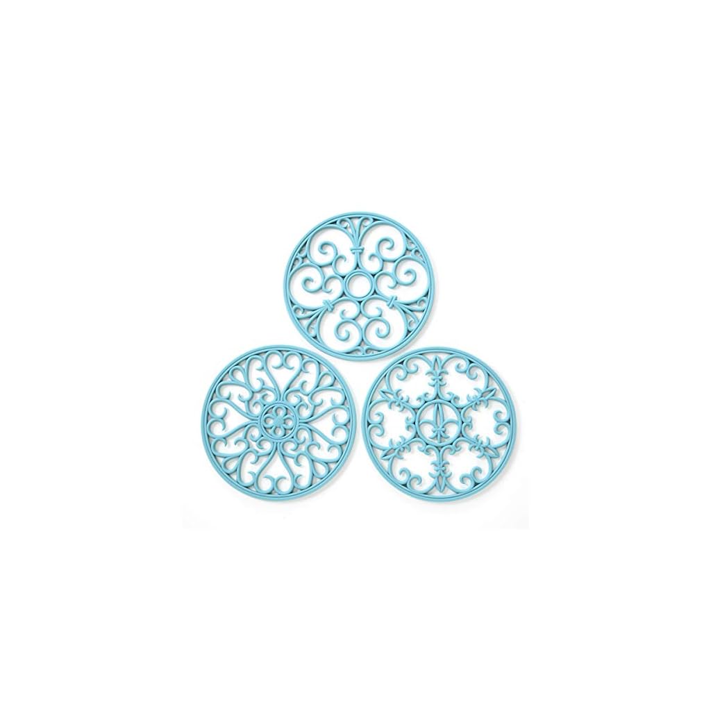 Silicone-Trivet-Mat-Non-Slip-Heat-Resistant-Kitchen-Hot-Pads-for-Countertops-Table-Kitchen-Trivets-for-Hot-Dishes-Cookware-Hot-Pot-Holder-for-Pots-Pans-TurquoiseSet-of-3