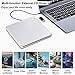 NOLYTH USB C SuperDrive for Mac: External CD/DVD Drive Burner Player for Laptop Windows Apple Plug & Play for Movie Music Data Backup with USB3.0 Adapter Aluminum(Silver)