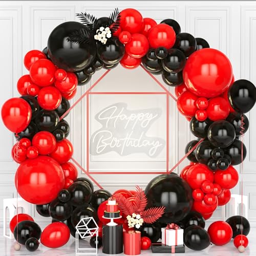 Teselife Arco Palloncini Nero e Rosso, 119Pezzi Kit Ghirlanda Palloncino Rosso Nero Opaco Ragazzo Uomini Ragazza Donne Baby Shower Compleanno Matrimonio Valentino Fidanzamento Laurea Proposta Deco