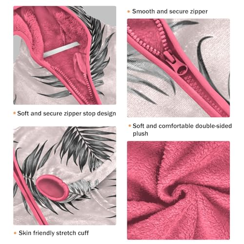 OTVEE Jungle Rainforest Palm Tree Leaves Kids Hoodie Jacket Fall Spring Full Zip Warm Outwear Coat3