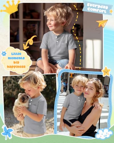 Image of Toddler Boys Cotton Henley T Shirts