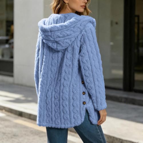 Fleece Jacket for Women Oversized Hooded Sweatshirt Fuzzy Hoodie Jacket - image 6