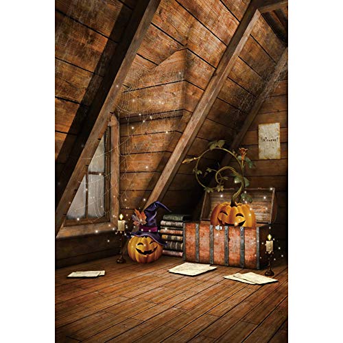 Fondale Fotografico YongFoto In Vinile, 1x1,5 M, Tema Halloween Casa Nel Bosco Con Pipistrelli E Zucca