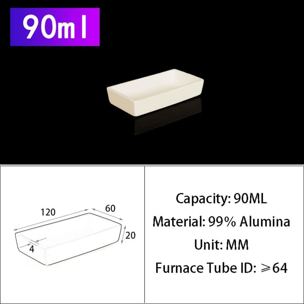 Crisol de alúmina al 99% - Contenedor de corindón cuadrado Al2O3 resistente a altas temperaturas for laboratorio e industria, 1 unidad(120x60x20mm)