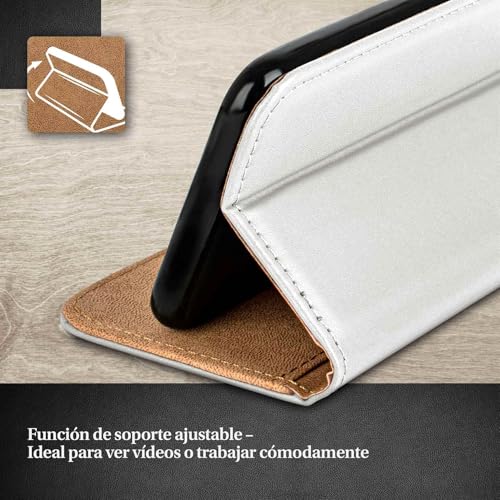 Funda cuero vegano iPhone 12 Mini moex libro perla blanco con protección completa de pantalla 2