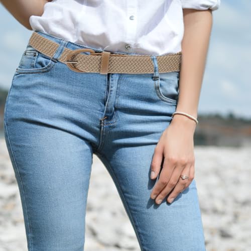 Garneck 1pc Chic Woven Fabric Waist Belt for Men and Women Elastic Waistband for Multi-functional Casual and Party Accessory Non-fading Design3